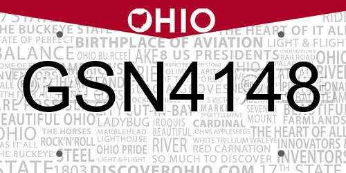 GSN4148 Ohio License Plate
