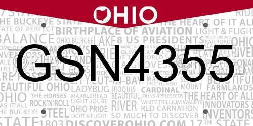 GSN4355 Ohio License Plate