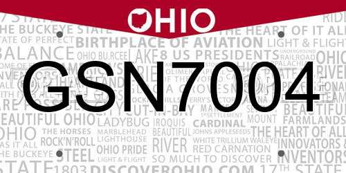 GSN7004 Ohio License Plate
