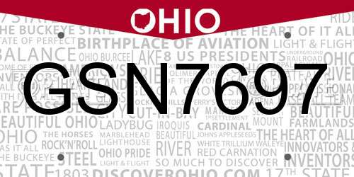 GSN7697 Ohio License Plate