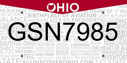 GSN7985 Ohio License Plate