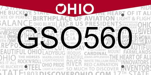 GSO560 Ohio License Plate