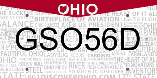 GSO56D Ohio License Plate