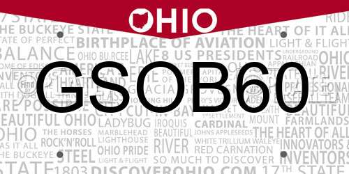 GSOB60 Ohio License Plate