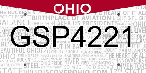 GSP4221 Ohio License Plate