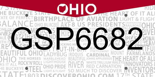 GSP6682 Ohio License Plate