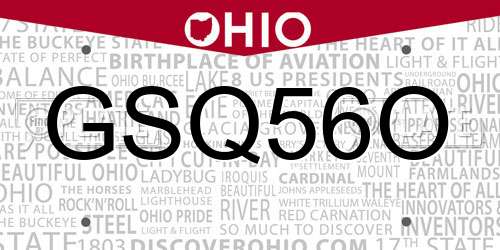 GSQ56O Ohio License Plate