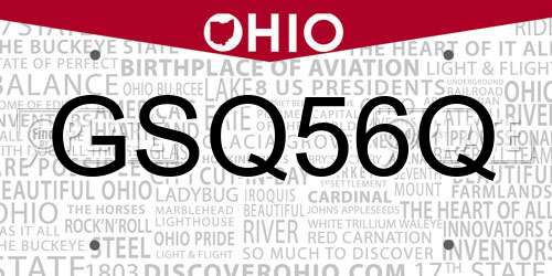 GSQ56Q Ohio License Plate
