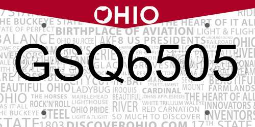GSQ6505 Ohio License Plate