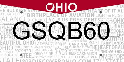 GSQB60 Ohio License Plate