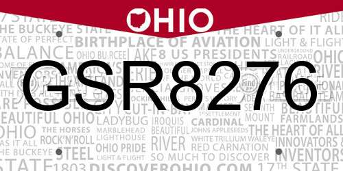 GSR8276 Ohio License Plate