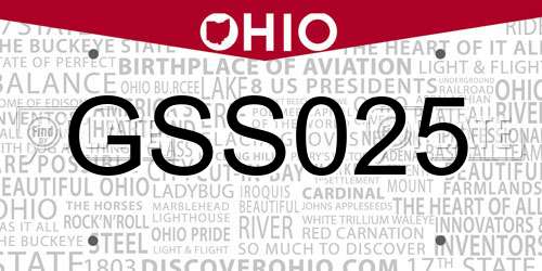 GSS025 Ohio License Plate