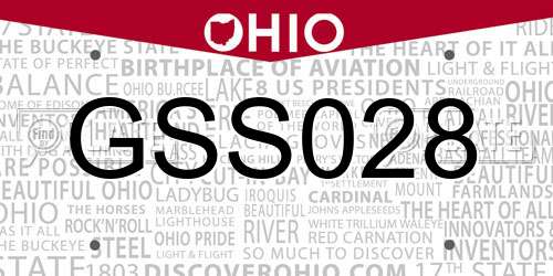 GSS028 Ohio License Plate