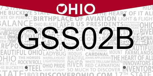 GSS02B Ohio License Plate