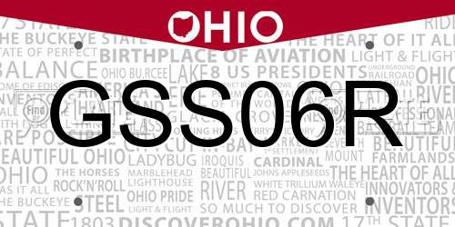 GSS06R Ohio License Plate