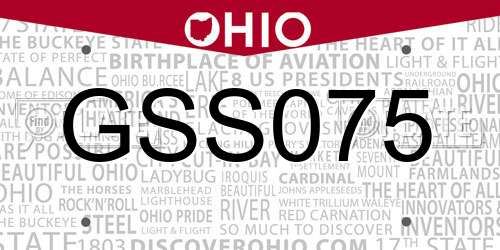 GSS075 Ohio License Plate