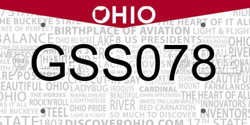 GSS078 Ohio License Plate