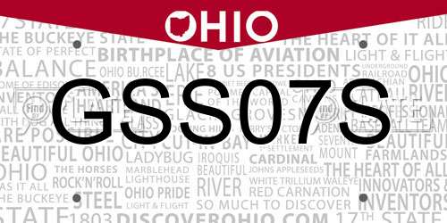 GSS07S Ohio License Plate