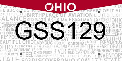 GSS129 Ohio License Plate