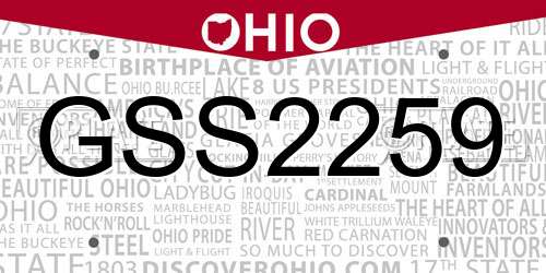 GSS2259 Ohio License Plate