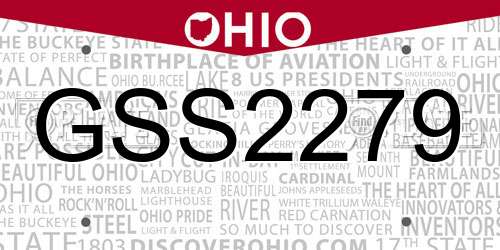 GSS2279 Ohio License Plate
