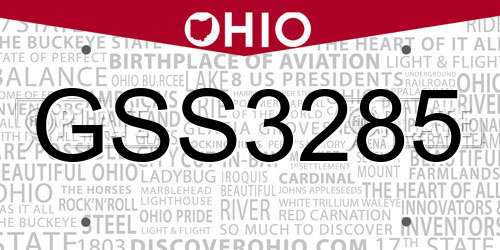 GSS3285 Ohio License Plate