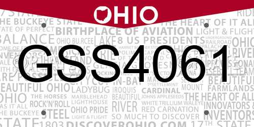 GSS4061 Ohio License Plate