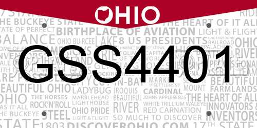GSS4401 Ohio License Plate