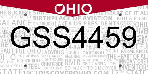 GSS4459 Ohio License Plate