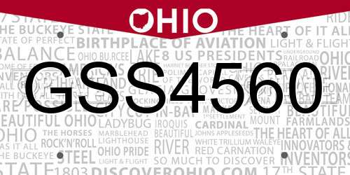 GSS4560 Ohio License Plate