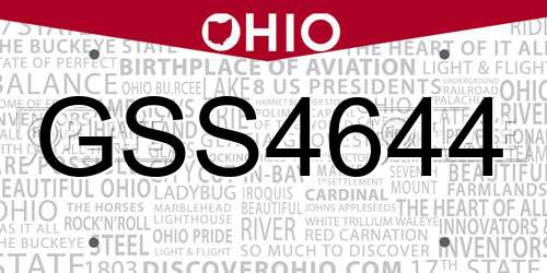 GSS4644 Ohio License Plate