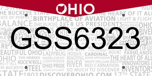 GSS6323 Ohio License Plate