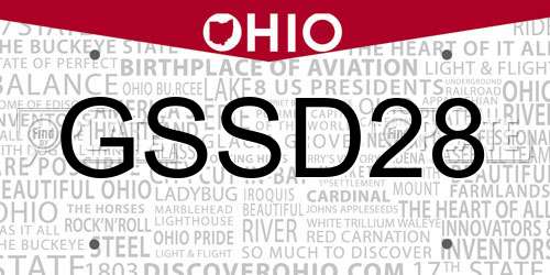 GSSD28 Ohio License Plate
