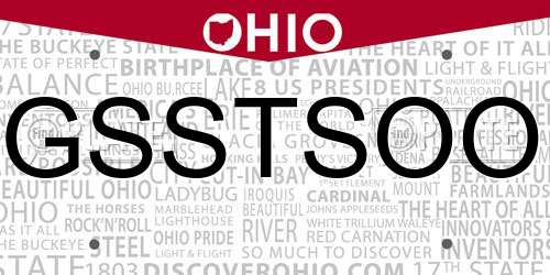 GSSTSOO Ohio License Plate