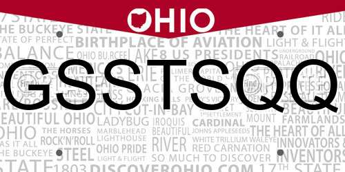 GSSTSQQ Ohio License Plate