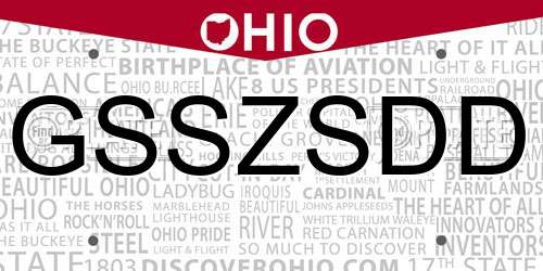 GSSZSDD Ohio License Plate