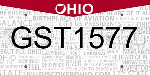GST1577 Ohio License Plate