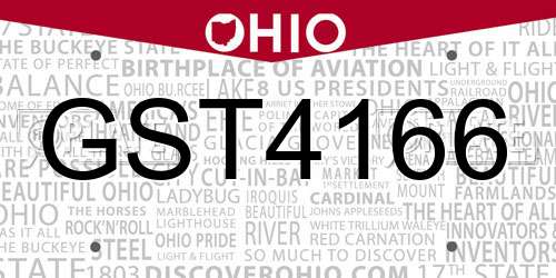 GST4166 Ohio License Plate