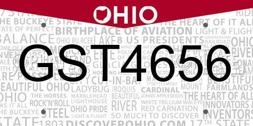 GST4656 Ohio License Plate