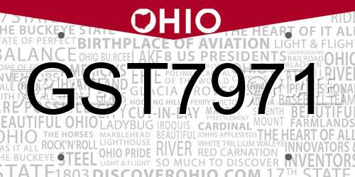 GST7971 Ohio License Plate