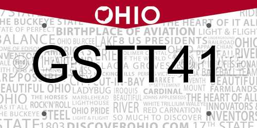 GSTT41 Ohio License Plate