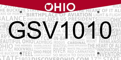 GSV1010 Ohio License Plate