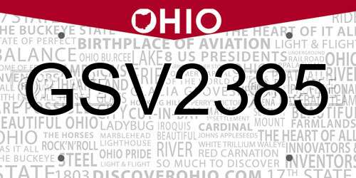 GSV2385 Ohio License Plate