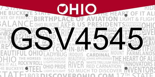 GSV4545 Ohio License Plate