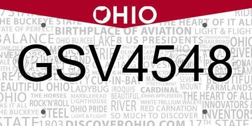 GSV4548 Ohio License Plate