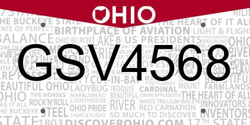 GSV4568 Ohio License Plate