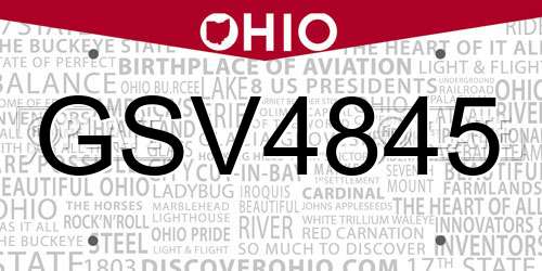 GSV4845 Ohio License Plate