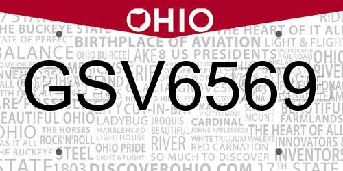 GSV6569 Ohio License Plate