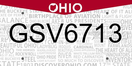 GSV6713 Ohio License Plate
