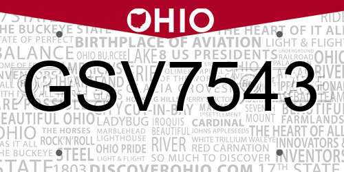 GSV7543 Ohio License Plate